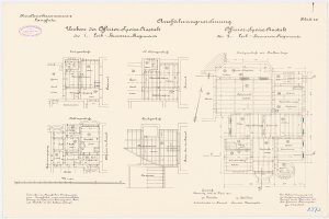 Ein detaillierter Grundrissplan des ehemaligen Kanzleramts, der den Aufbau des Gebäudes mit verschiedenen Räumen und Textanmerkungen zeigt.