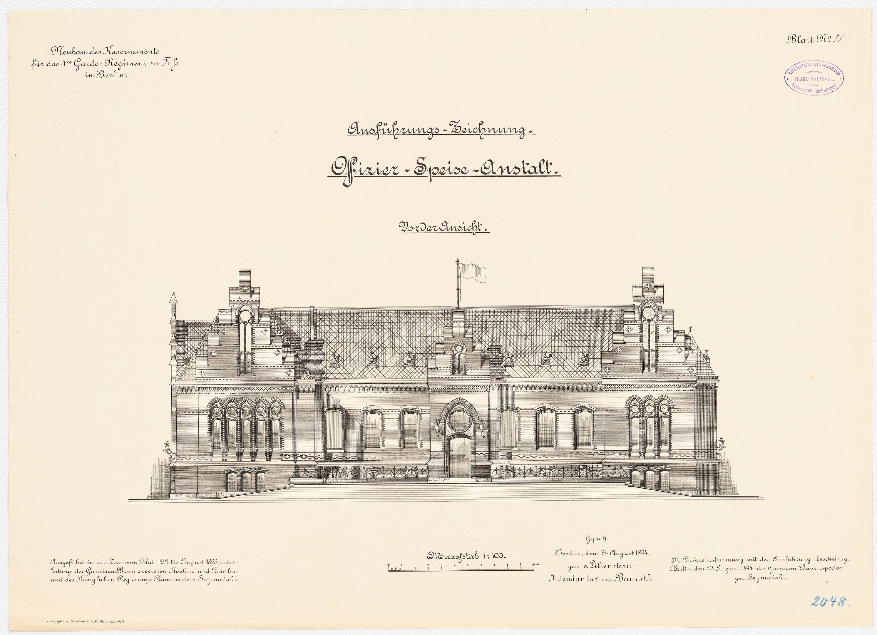 Eine Zeichnung des Hauptsaals des Deutschen Parlaments in Berlin, Deutschland, mit einer Flagge oben und begleitendem Text.