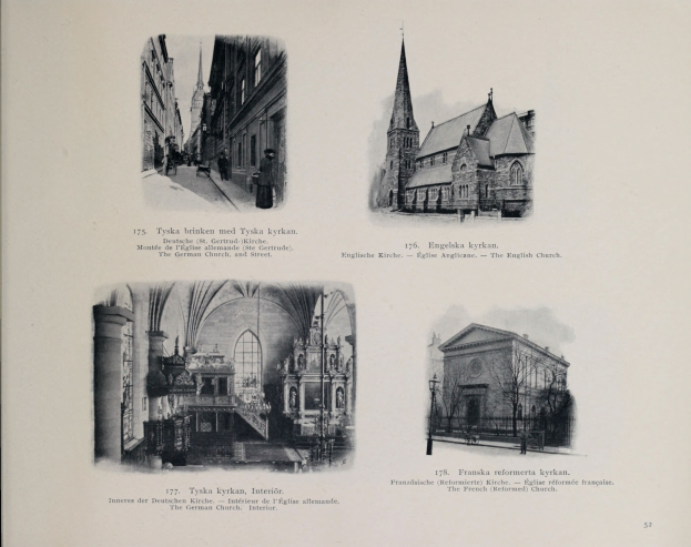 Ein aufgeschlagenes Buch mit Bildern von Gebäuden und Menschen, begleitet von Text, das einen Überblick über die Geschichte einer Stadt gibt.