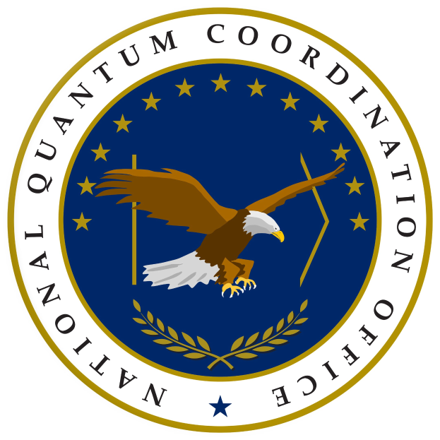 Logo of the National Quantum Coordination Office featuring a blue circle with a white star at the center, surrounded by a white border, and the text "Quantum Coordination" in white around the edge against a blue background.