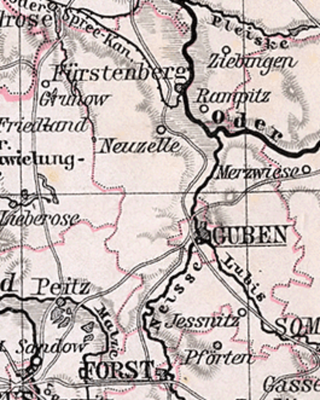 Ein detailliertes altes Stadtplan von Stuttgart, Deutschland, das Straßen, Gebäude, Sehenswürdigkeiten und Text mit Informationen über die Bevölkerung, Straßen und Sehenswürdigkeiten zeigt.