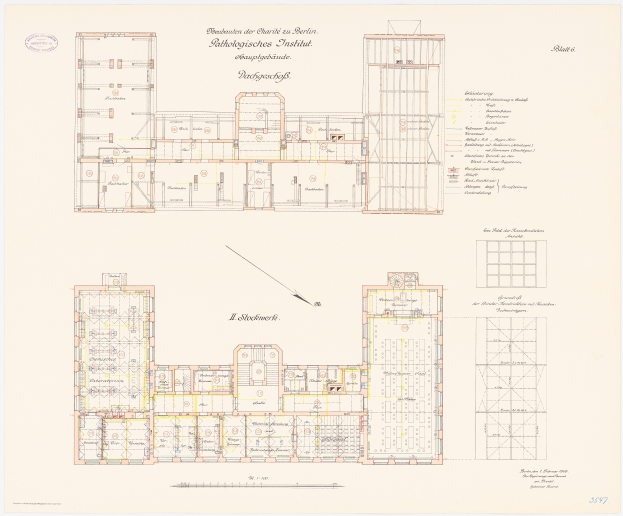 Ein detaillierter Grundrissplan des Reichstagsgebäudes in Berlin, der zahlreiche Räume und umfassende Layout-Informationen zeigt.