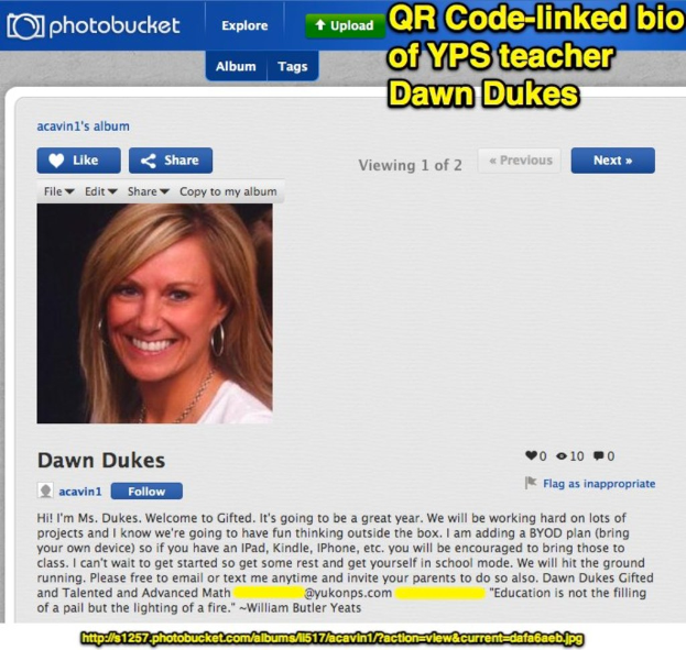 Eine Social-Media-Seite mit einem Profilbild einer Dame, ihrem Namen, einem Absatz Text und verschiedenen Icons und Schaltflächen sowie einem Link unten.