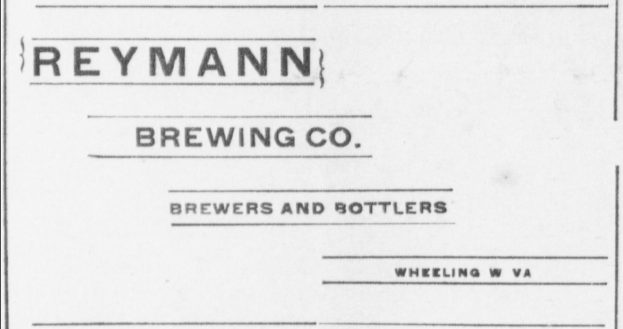 Schwarzes und weißes Foto eines Papiers mit dem Text "Reymann Brewing Co. Brewers and Bottlers" darauf
