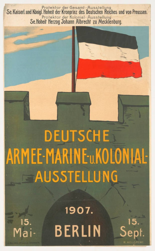 Plakat mit einem deutschen Flaggenbanner oben und Text darunter, der wahrscheinlich Details zum Flaggenbanner erläutert.